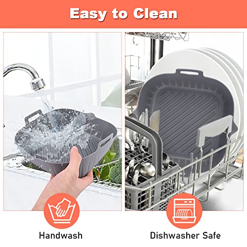 Air Fryer Silicone Pot, 2 Pcs 8.5" Reusable Silicone Liners Square, 50pcs 7.8"Air Fryer Paper Liners Oilproof for 4 to 7 Qt Air Fryer Baskets Air