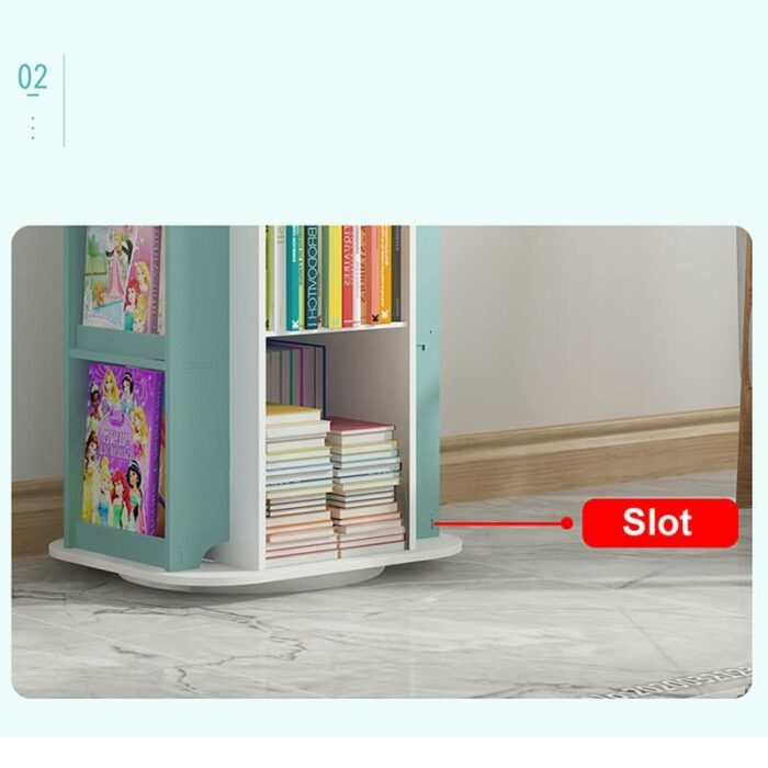 DINGZZ Bookshelf 360° Rotating Cartoon Books Rack Floor Simple Book Shelf for Home Bookcases Furniture Book Rack