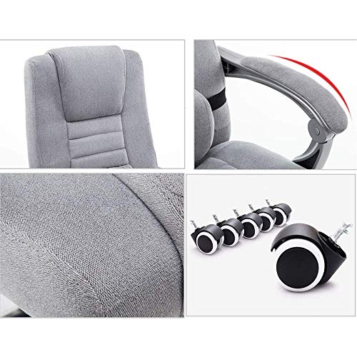 LZQDM Classic Leather-Padded Mid-Back Office Desk Chair with Armrest - Gray