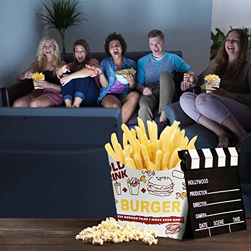 French Fries Cup, 50PCS Creative Pattern Disposable Snack Holder Popcorn Boxes, Snack Cup Paper Box for Burger Store Home Shop French Fries Popco
