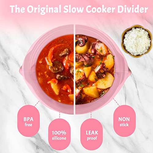 Silicone Slow Cooker Liners, Kitchen Reusable Cooking Bags Leakproof & Easy Clean Bags Liners Fit 6-8 Quarts Crockpot for Oval or Round Pot (A)