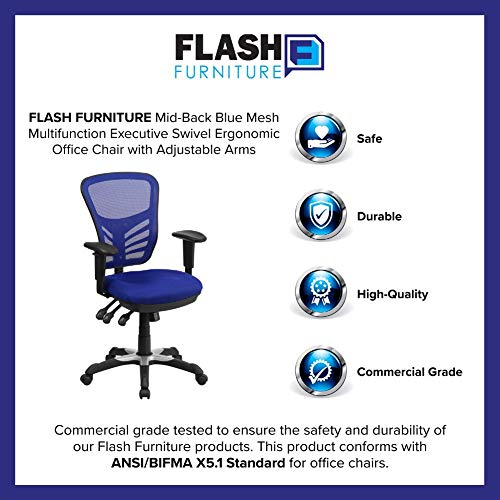 Flash Furniture Office Chair, Metal, Blue, 68.58 x 64.77 x 112.4 cm