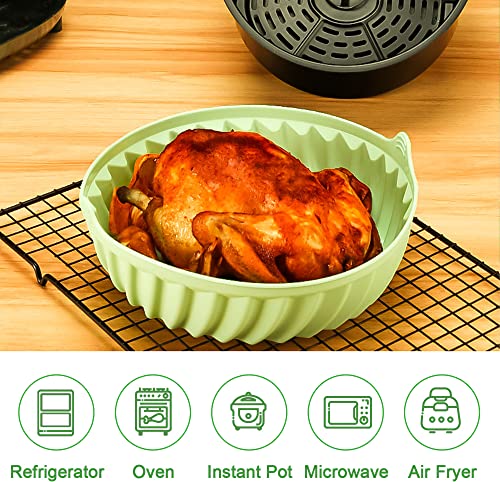 Air Fryer Silicone Pan, Silicone Air Fryer Liner 7.5 inch Air Fryer Silicone Basket Reusable Silicone Air Fryer Liner Oven Resistant Non Stick Ma