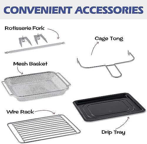 CUSIMAX Air Fryer Oven, 14.5L Digital Air Fryer for Home Use, 16-in-1 Countertop Convection Oven with LED Touchscreen, for Fryer Dehydrate Rotiss