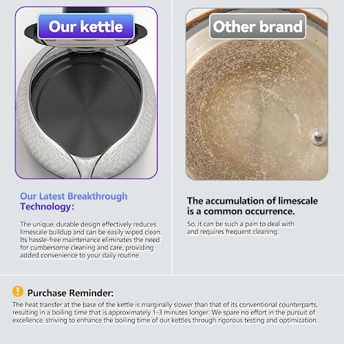 Haooair Electric Kettle Hammered Glasses Kettle, 1.8L Glass Tea Kettle 1200W Wide Opening, Limescale Inner liner Hot Water Boiler, LED Indicator