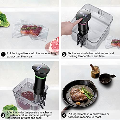 Sous Vide Cooker, 1000W Sous Vide Precision Cooker, Immersion Circulator Sous Vide Machine, Accurate Temperature and Time Control Sous Vide Cookb