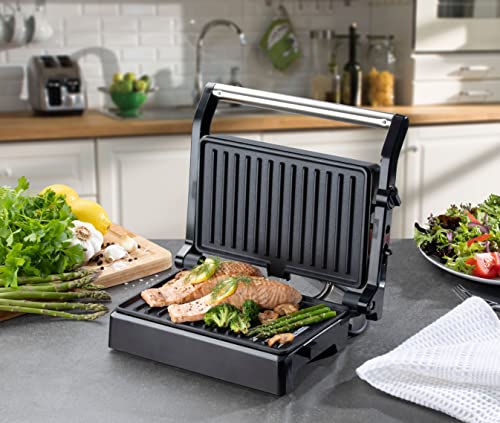 Daewoo SDA1572GE 180° Health Grill with Cool Touch Handle, Use Open or Closed, Automatic Temperature Control, Non-Stick, Easy Clean, Cord Wrap St