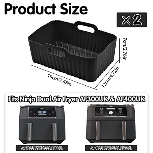 FOHYLOY Air Fryer Silicone Pot, 2 Pack Reusable Silicone Air Fryer Basket for Ninjas Dual Air Fryer, Silicone Pot Basket, Accessories for Air fry