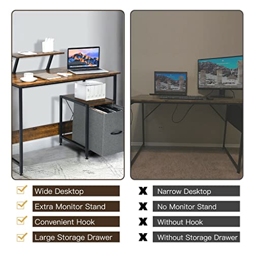 NXYJD Computer Desk Writing Workstation W/Movable Storage Rack & Shelf For Home Office