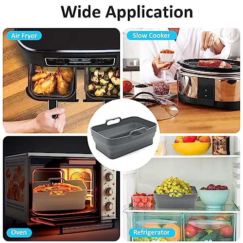 Silicone Air Fryer Liners for Ninja AF300UK 7.6L & Tower T17088, 2 Pack Reusable Air Fryer Silicone Replacement Basket Bowl, Collapsible Baking T