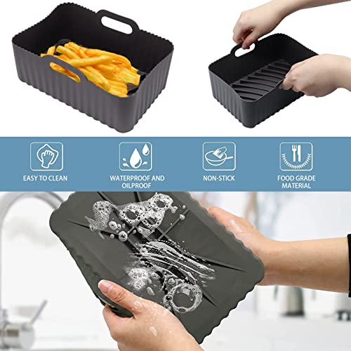 DIFCUL 2PCS Silicone Pot For Ninjas Dual Air Fryer, Silicone Air Fryer Liners Double Air Fryer Silicone Air Fryer Basket,Air Fryer Rack, Accessor