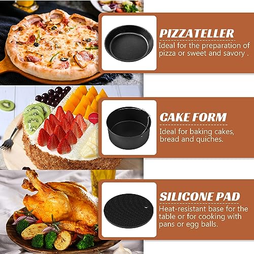 8-Inch Hot Air Fryer Accessories Set - Compatible with COSORI 4.7L, Ninja, Princess, Tefal 5.6L, Philips, XL Air Fryers (4.2L-5.5L), Dishwasher S