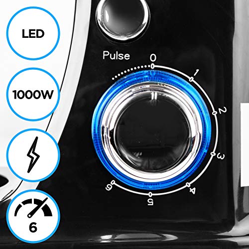 Duronic Electric Stand Mixer SM104, Kitchen Mixers, 6 Speed + Pulse Function, 1000W, 4 Litre Mixing Bowl with Splash Guard, Includes Beater, Whis