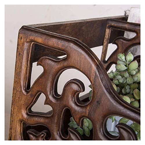 UpSoitech Storage Box Desktop Organizer Retro Carved Hollow Desktop Bookshelf Storage Shelve for Books CD Rack Book Rack Bookcase for Home Furnit