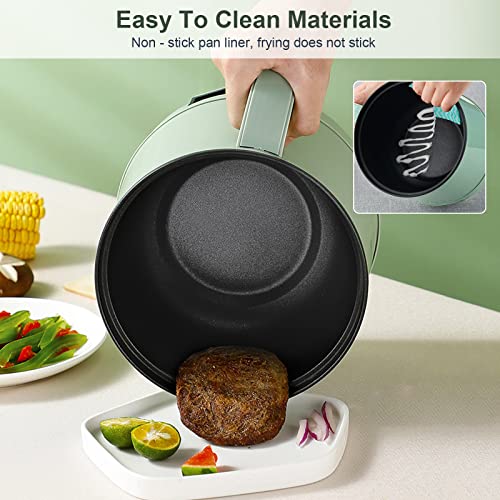 GHIBFBT Electric Hot Pot with Steamer, Non-Stick Multifunctional Electric Skillet for Stir Fry Stew Steam, Portable Mini Cooker for Soup Porridge