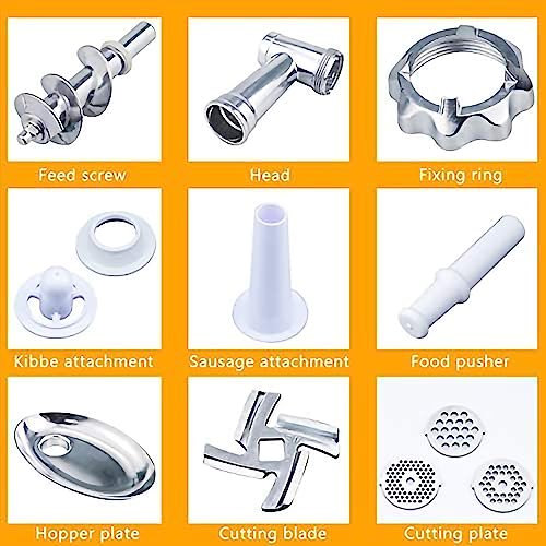 BenRich Electric Meat Mincer Grinder and Sausage Maker, 2800 Watt Powerful Copper Motor Meat Mincer Machine Stainless Steel Body - Sliver