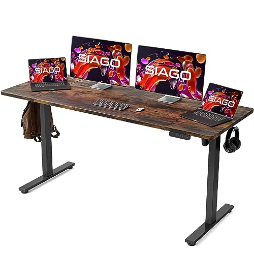 SIAGO Electric Standing Desk Adjustable - 48 x 24 Inch Sit Stand Desk with Cable Management - 3 Memory Preset Adjustable Height Stand up Computer