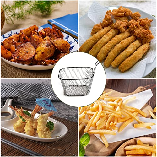 Jetisva 4pcs Chip Basket for Frying, Mini Chip Baskets for Serving, Stainless Steel Chip Pan Basket Food Presentation Baskets with Handles for Ch
