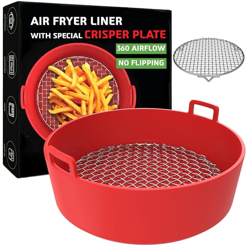DoubleUCooking-Air Fryer Liner- Air Fryer Silicone Liners- reusable silicone air fryer liners- Airfryer Liners- Silicone Air Fryer Liners- Silico