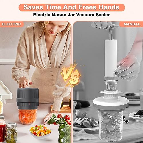 Electric Vacuum Sealer For Mason Jars ,Automatic Jar Sealer Kit for Food Storage with Wide & Regular Mouth Mason canning Compatible with FoodSave