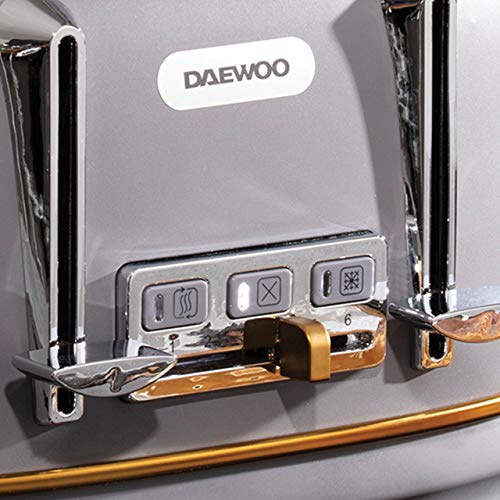 Daewoo Astoria 4 Slice Toaster (1370W-1630W Power) Reheat, Defrost & Cancel Functions and Adjustable Browning Feature, Includes Crumb Tray and Co