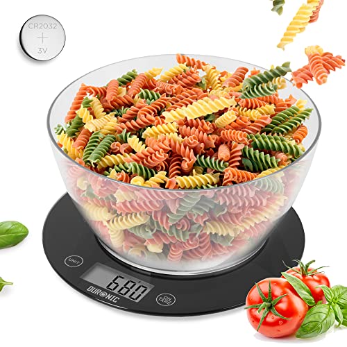 Duronic Kitchen Scales with Bowl KS7000 10kg | for Postal Baking weighing scale| 1.5L Black Digital Display | Add & Weigh Tare | 1g Precision