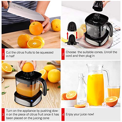 Electric Citrus Juicer 1.2L Large Volume - Orange Juicer with powerful motor and LED working lamp - Electric Lemon Squeezer for orange lemon lime