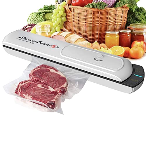 Food Vacuum Sealer, Portable Food Saver Vacuum Sealer Machine Sealing System with 10pcs Vacuum Sealer Bags for Sous Vide Cooking, Dry Moist Food