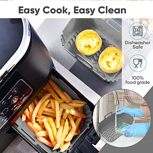 Silicone Pot for Ninja Dual Air Fryer - Set of 2 | Silicone Air Fryer Liners Reusable for Double Air Fryer, Dual Air Fryer Basket | Ninja Air Fry