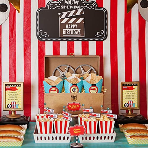 GOYADA 100 PCS Popcorn Boxes, Classic Red and White Striped Cardboard Popcorn Boxes, Small Reusable Popcorn Bucket Favor Boxes for Movie Night, P