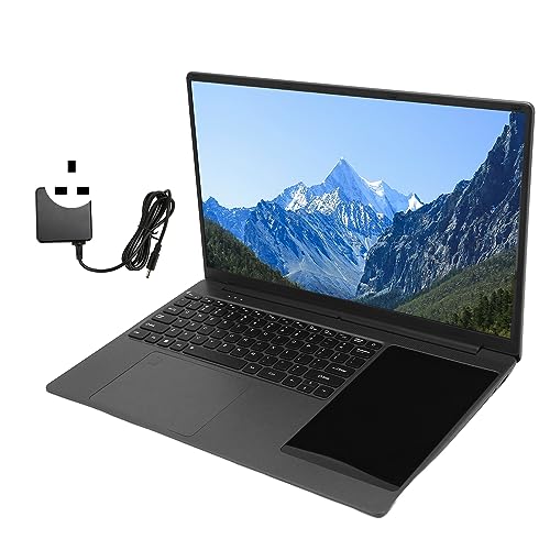 Aeun Laptop, 4 Core 4 Thread Laptop Computer Front 0.3MP Camera Dual Screen M.2 2280 100-240V 16G LPDDR4 N5095 Processor for Office (UK Plug 16G+