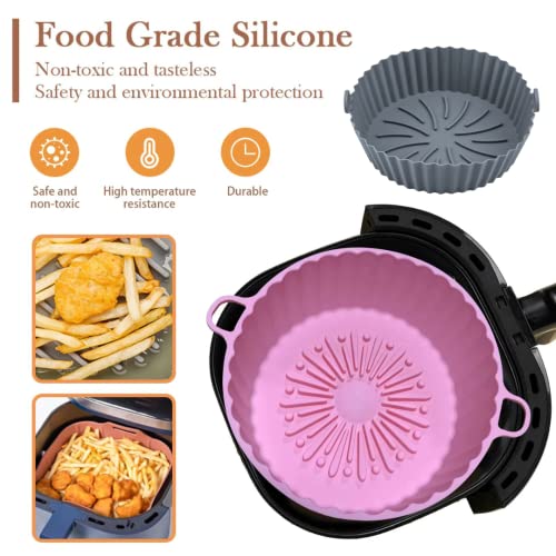Silicone Air Fryer Liners, 7.8 inches 2PCS Liners Reusable Accessories Non-Stick, Oil-Proof, Water-Proof. Food Grade Silicon Baking Tray for Roas