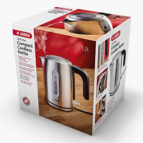 Judge JEA85 Electric Kettle, Fast Boil, Quiet, Stainless Steel, Energy-Efficient in Gift Box 1.2L 2200W - 2 Year Guarantee