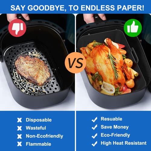 Apluskis 2-Pack Air Fryer Silicone Pots, 8.5 '' Reusable Air Fryer Silicone Liners for Ninja Foodi AF300UK/AF400UK, Tower, Instant Vortex Air Fry