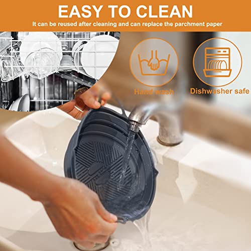 Air Fryer Silicone Liner, 2Pack / 7.5inch Reusable Air Fryer Silicone Pot, Non Stick Air Fryer Liners, Air Fryer Accessories, Round Baking Tray F
