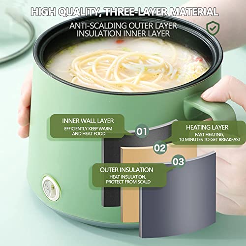 FARONG Electric Hot Pot, Mini Electric Cooker 1.7L Noodles Pot Multi-Functional Electric Cooker for Soup Porridge Dumplings Eggs Pasta Steam with