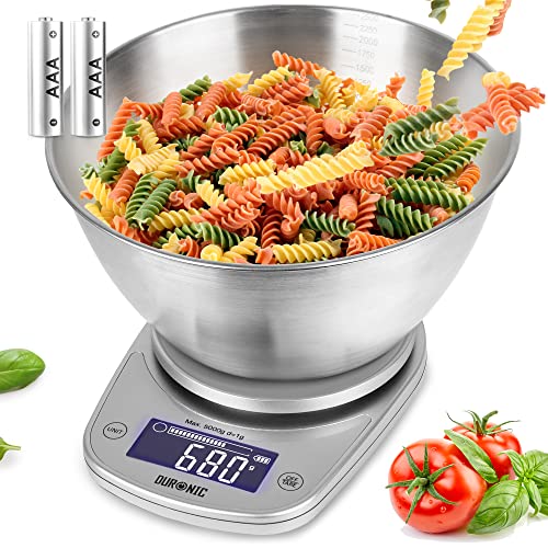 Duronic Kitchen Scale KS5000 Extra-large 3L bowl and electronic backlit LCD display / 5kg Capacity / 1g measurement ideal for precise wet and dry