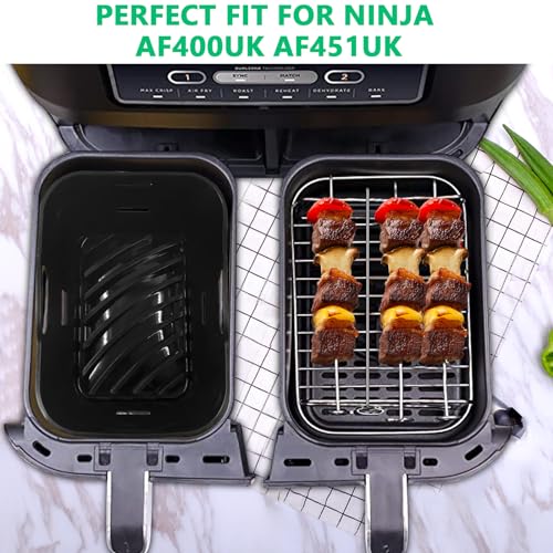 moleath Large Size Silicone Air Fryer Liners, 6PCS Dual Air Fryer Accessories Compatible for Ninja Foodi MAX AF400UK, AF451UK 9.5l, AF500UK 10.4L