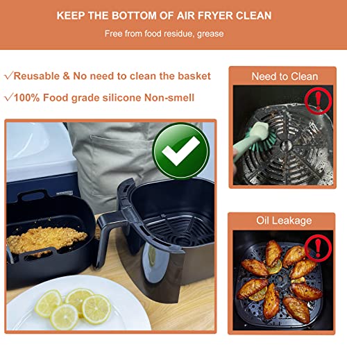 CUTIECLUB 2 Pcs Air Fryer Silicone Pot, Square 8 inch Silicone Air Fryer Liners Basket Food Safe Reusable Air fryers Oven Replacement Accessories