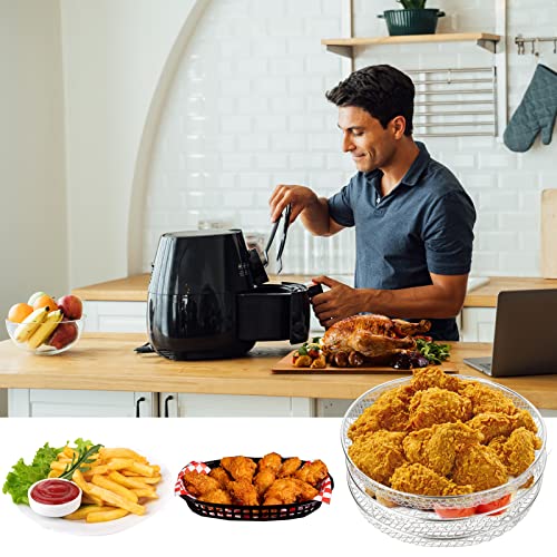 JMIATRY 3 Pcs Air Fryer Rack for Ninja, Round 3 Layers Stackable Air Fryer Accessories with Clips, 304 Stainless Steel Layered Dehydrator Racks C