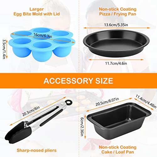 DIYARTS Air Fryer Accessories Set of 6 Fit for Ninja Foodi AF300UK AF400UK Dual Air Fryers, Include Pizza Pan, Racks, Egg Bite Mold, etc. Fit Tow