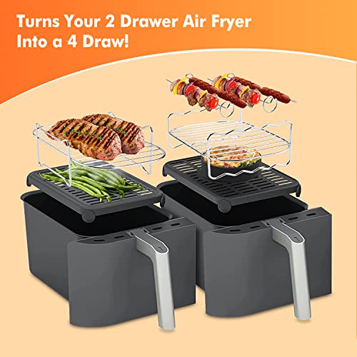 Air Fryer Accessories, Set of 9 Fit for Ninja Dual Air Fryer AF300UK, AF400UK & Most 3.7Qt - 4.2Qt and Larger Dual Zone Air Fryers, Include Cake