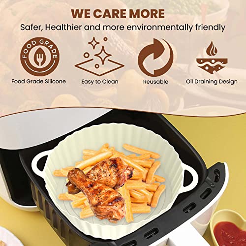 Homestarry Silicone Air Fryer Liner, 2Pcs Air Fryer Liners Reusable Silicone Pot, 8.3" Air Fryer Food Grade Silicone Baking Tray Coking Accessori