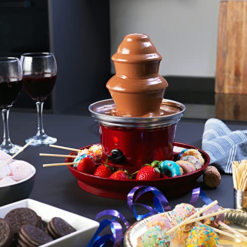 Giles & Posner EK3428G Electric Chocolate Fountain, 3 Tier Cascading Fondue Set with Hot Melting Pot Base, Party Dip & Share Machine, Mini Set In