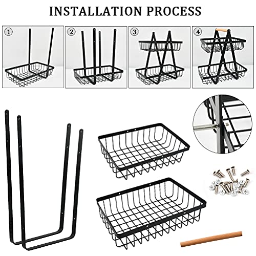 2-Tier Fruit Basket,Fruit Bowl Holder Bread Basket Vegetable Rack, Detachable Fruit Holder for Fruit, Vegetables, Snacks in Home, Kitchen Office,