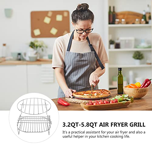 DOITOOL 2pcs Air Fryer Rack Set Double Layer Rack with Skewer Stainless Steel Steaming Rack Trivet Stand Steamer Rack Air Fryer Accessories (8 In
