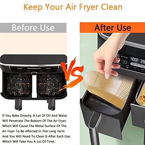 Air Fryer Liners for Ninja Dual Disposable Air Fryer Liners Rectangular 100PCS Disposable for Ninja Dual Air Fryer Compatible with Ninja Microwav