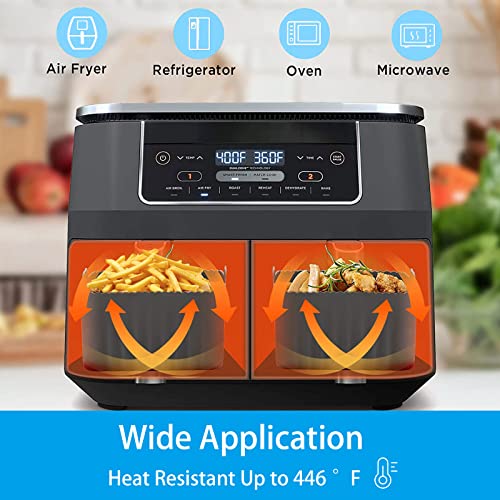 DIFCUL 2PCS Silicone Pot For Ninjas Dual Air Fryer, Silicone Air Fryer Liners Double Air Fryer Silicone Air Fryer Basket,Air Fryer Rack, Accessor