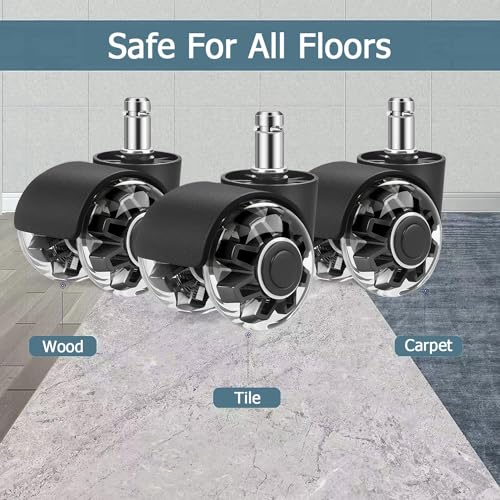 Office Chair Wheels Set of 5 11x22mm, Rubber Chair Castors for Gaming Chairs, Office Chair Wheels Replacement Castors for Hard Floors, Parquet, C