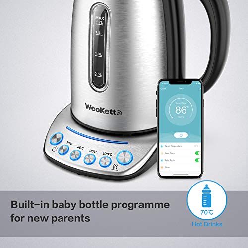 Smart Kettle by WeeKett - voice control with Amazon Alexa, Google & Siri, Variable Temperature Control, Keep Warm, Stainless Steel, BPA Free, Ene